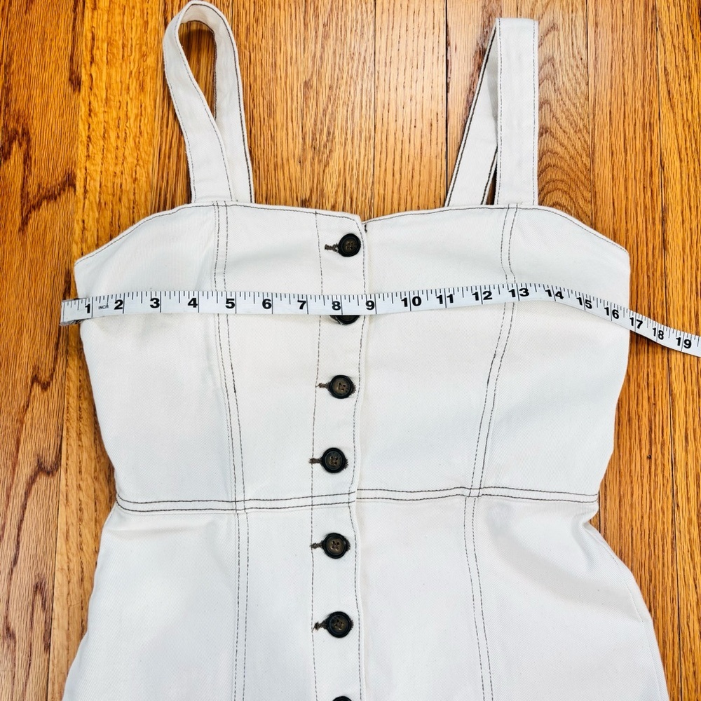 Zara Bodycon Overall Sleeveless corset Black Button Front Off White Denim Dress - Picture 12 of 16